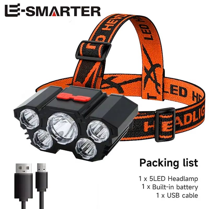 USB Rechargeable 5LED Headlamp With 4 Lighting Modes 0