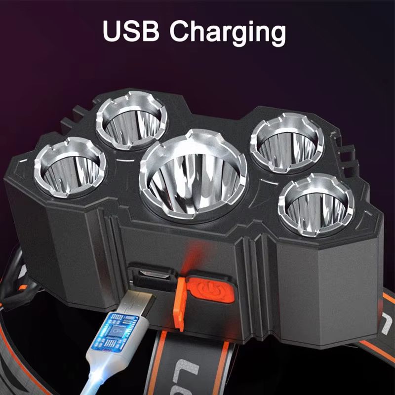 USB Rechargeable 5LED Headlamp With 4 Lighting Modes 3