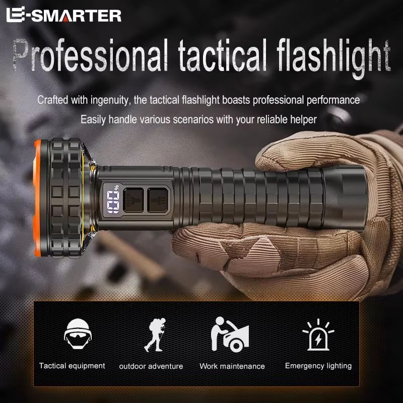 Rechargeable Powerful LED Flashlight With USBC Portable Outdoor Torch 2