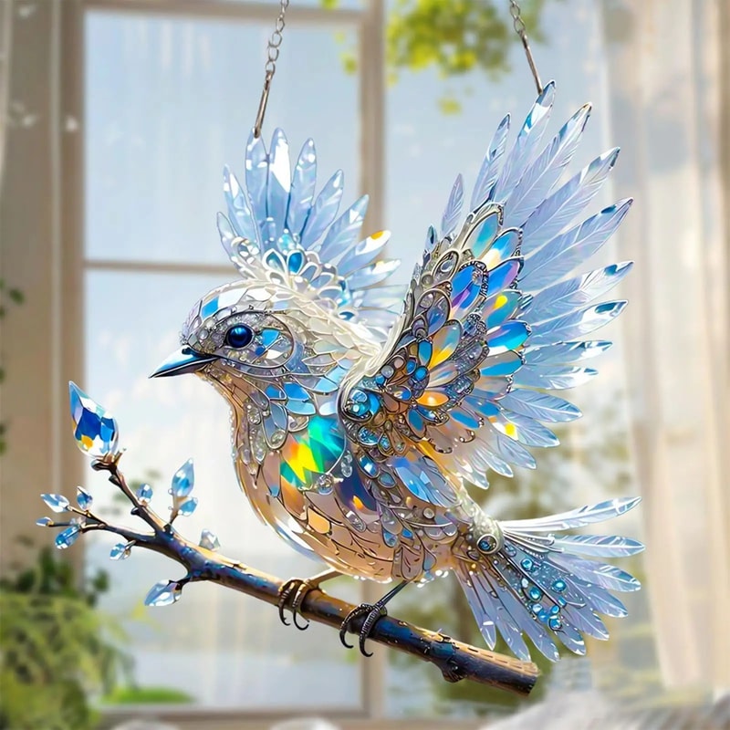 suncatcher bird ornament catching sunlight