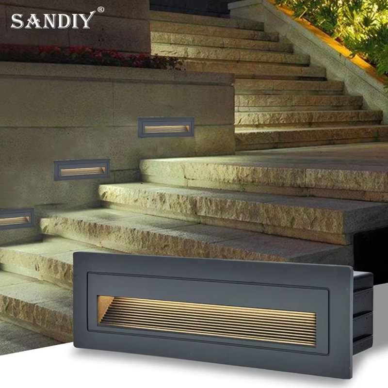 SANDIY Waterproof LED Stair And Step Light Outdoor Wall Sconce Embedded Nightlight For House Yard 2