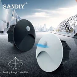 sandiy outdoor sensor led embedded wall lamp with 60mm box – waterproof footlight for stairs, steps, garden and exterior