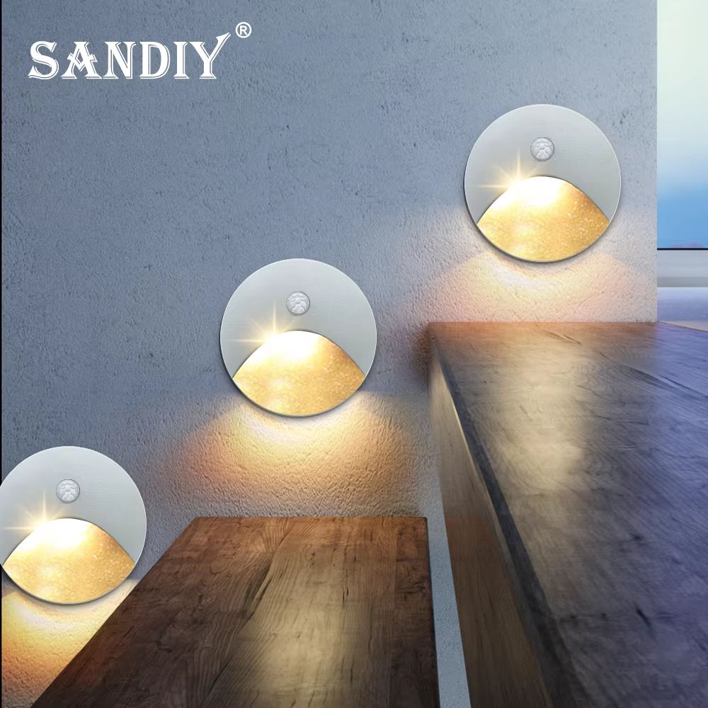 SANDIY Outdoor Sensor LED Embedded Wall Lamp With 60mm Box Waterproof Footlight For Stairs Steps G 1