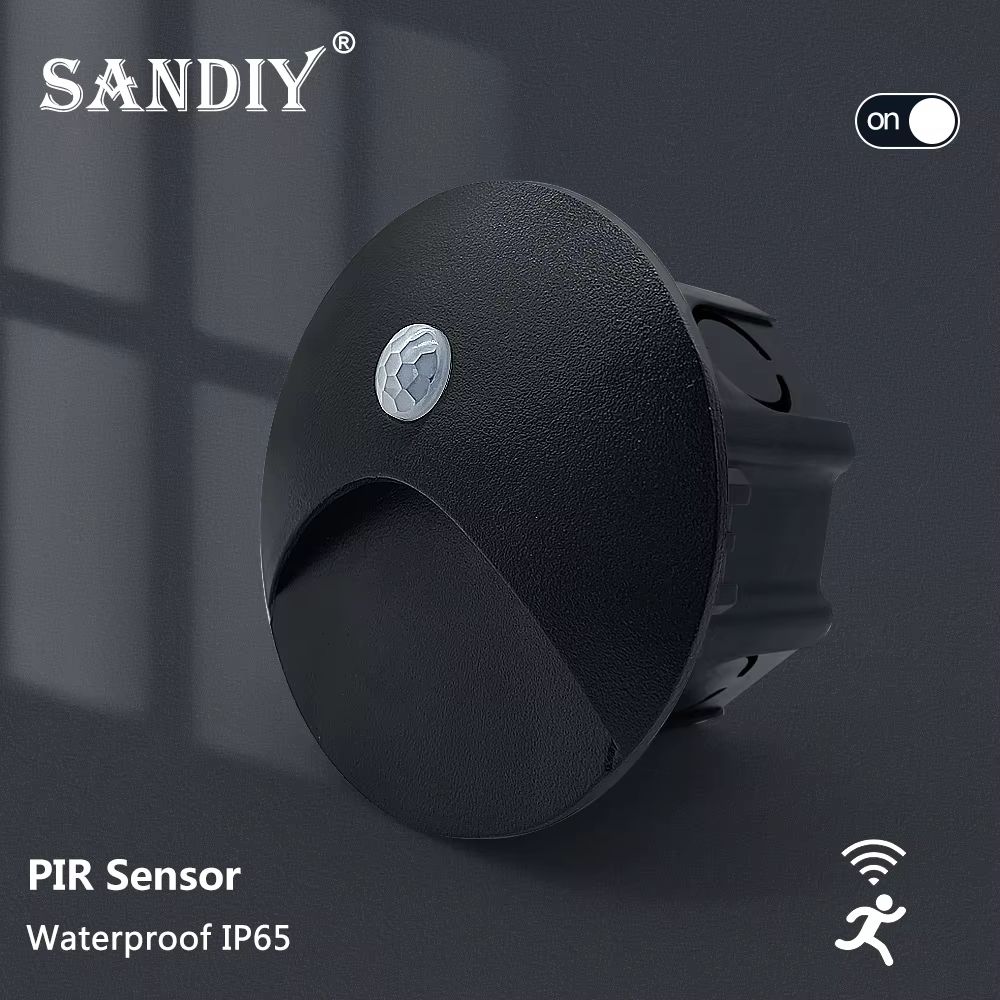 SANDIY Outdoor Sensor LED Embedded Wall Lamp With 60mm Box Waterproof Footlight For Stairs Steps G 2