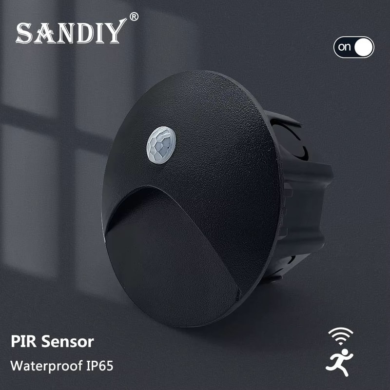 SANDIY Outdoor Sensor LED Embedded Wall Lamp With 60mm Box Waterproof Footlight For Stairs Steps G 2