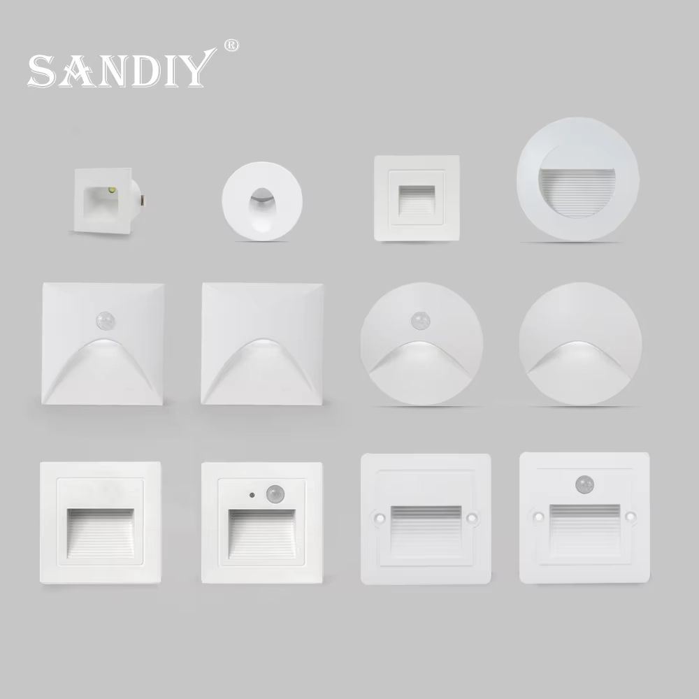 SANDIY Embedded Motion Sensor Stair Light Wall Sconce Indoor And Outdoor Step Lighting White Round 0