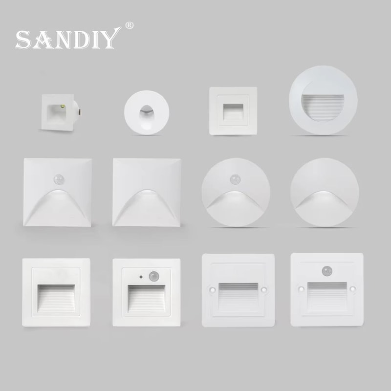 SANDIY Embedded Motion Sensor Stair Light Wall Sconce Indoor And Outdoor Step Lighting White Round 0