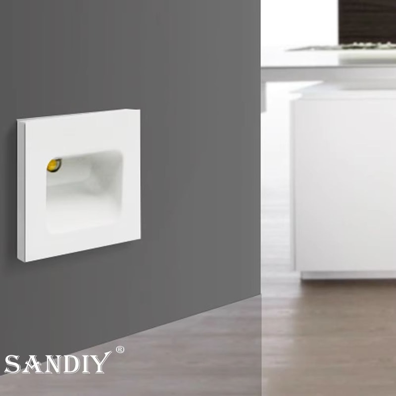 SANDIY Embedded Motion Sensor Stair Light Wall Sconce Indoor And Outdoor Step Lighting White Round 1