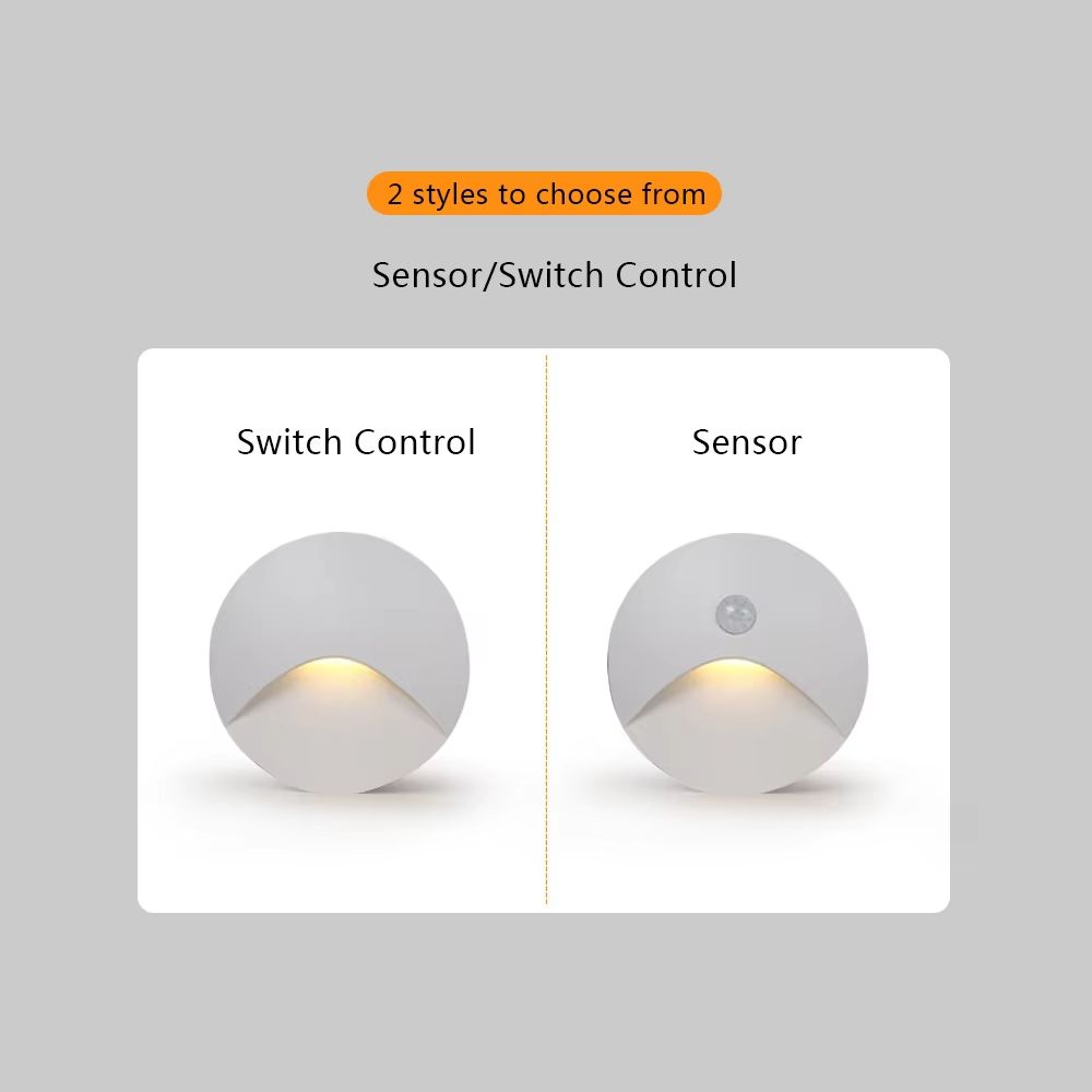 SANDIY Embedded Motion Sensor Stair Light Wall Sconce Indoor And Outdoor Step Lighting White Round 4