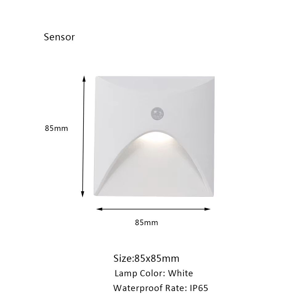 SANDIY Embedded Motion Sensor Stair Light Wall Sconce Indoor And Outdoor Step Lighting White Round 13
