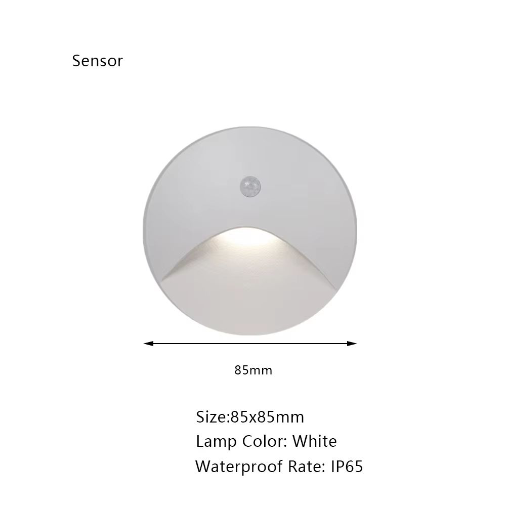 SANDIY Embedded Motion Sensor Stair Light Wall Sconce Indoor And Outdoor Step Lighting White Round 17