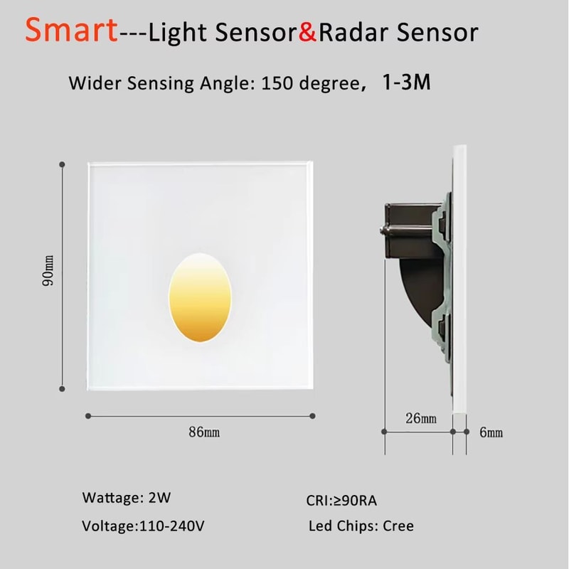 SANDIY Recessed Motion Sensor Stair Light Wall Lamp Indoor Step Spotlights Nightlight For Staircas 4