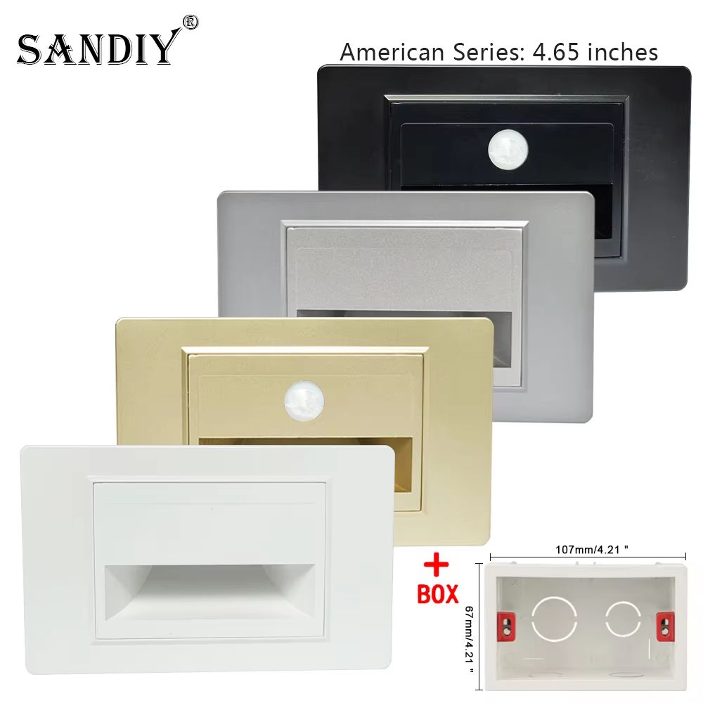 SANDIY American LED Step Light Wall Lamp With PIR Motion Sensor Recessed Night Lighting For Stairs 0
