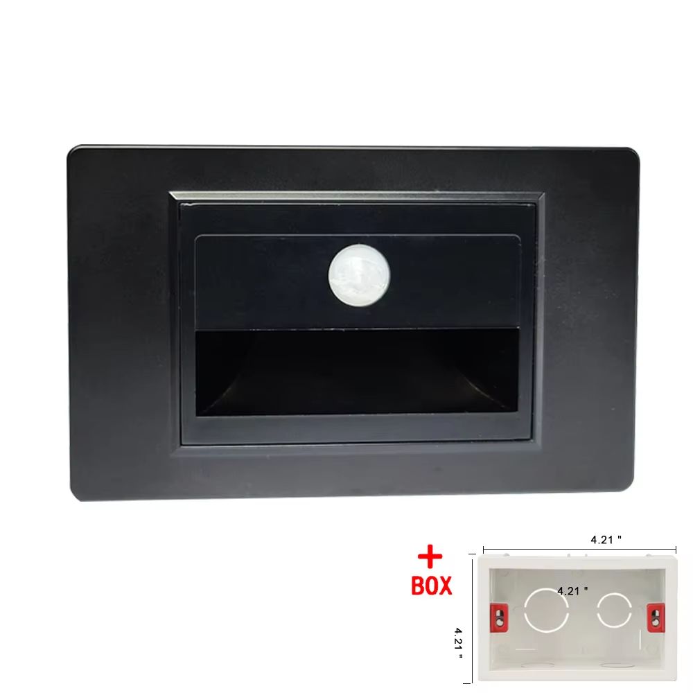 SANDIY American LED Step Light Wall Lamp With PIR Motion Sensor Recessed Night Lighting For Stairs 9
