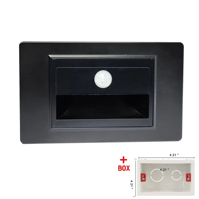 SANDIY American LED Step Light Wall Lamp With PIR Motion Sensor Recessed Night Lighting For Stairs 9