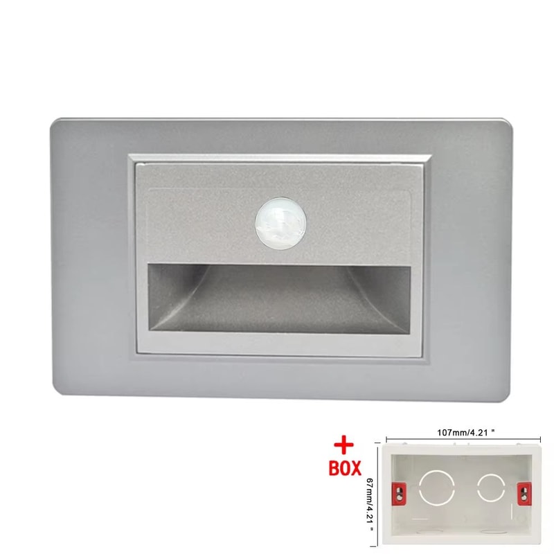 SANDIY American LED Step Light Wall Lamp With PIR Motion Sensor Recessed Night Lighting For Stairs 11