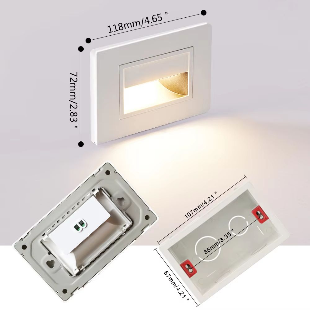 SANDIY American LED Step Light Wall Lamp With PIR Motion Sensor Recessed Night Lighting For Stairs 2