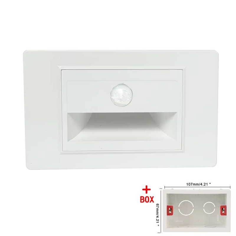 SANDIY American LED Step Light Wall Lamp With PIR Motion Sensor Recessed Night Lighting For Stairs 7