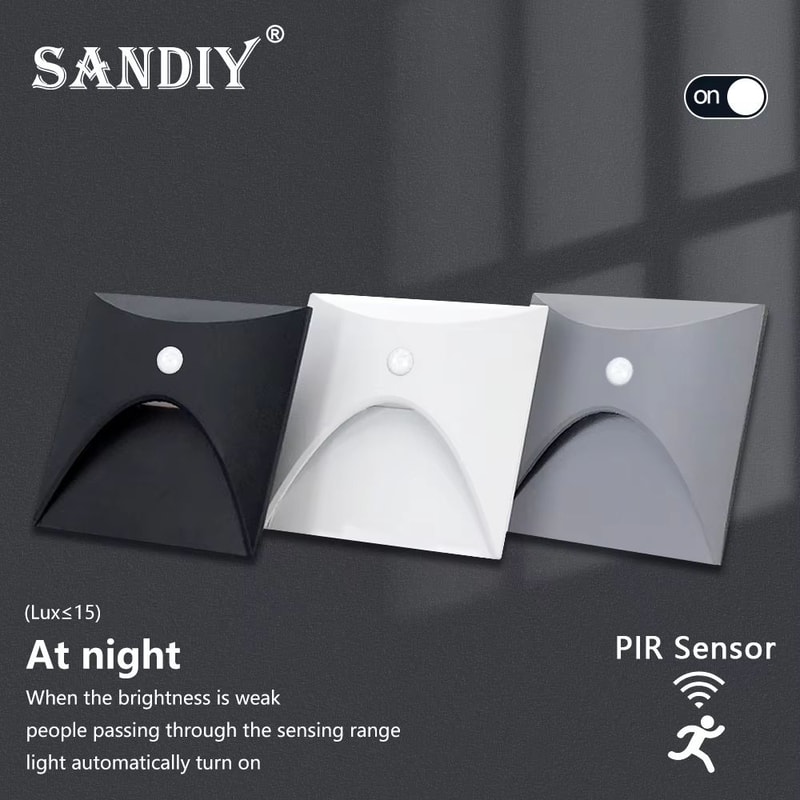 SANDIY Outdoor Stair Light Motion Sensor Wall Lamp Waterproof Exterior Sconce For Garden Yard Balc 0