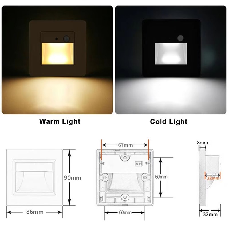 SANDIY Wall Lamp Sensor Stairs LED Light Recessed Intelligent Nightlight Sconce For Foyer Ladder C 3