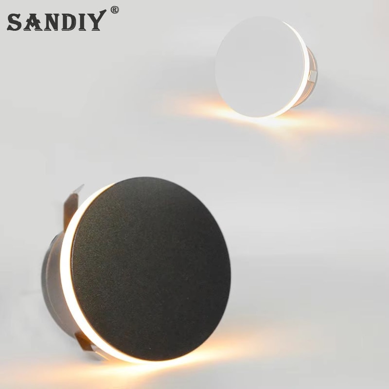 SANDIY LED Step Light Recessed Wall Lamp Round Stair Lighting Waterproof Indoor And Outdoor Lumina 1