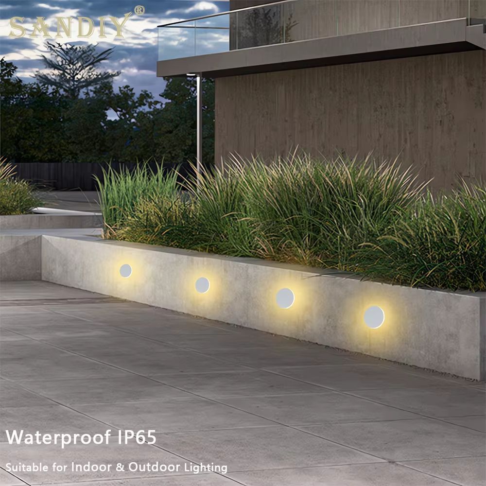 SANDIY LED Step Light Recessed Wall Lamp Round Stair Lighting Waterproof Indoor And Outdoor Lumina 2