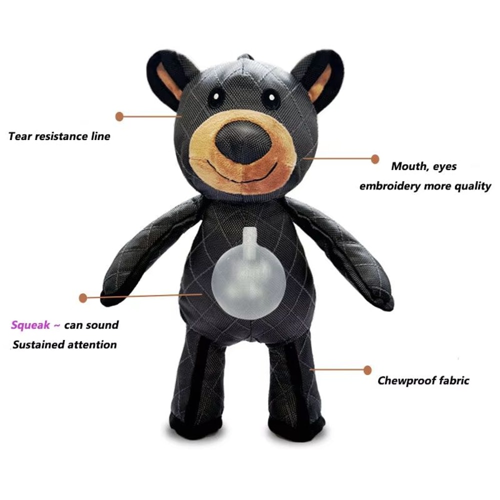 Plush Pet Squeaky Dog Toy Robust Canvas Bear Interactive Pet Toy For Fun Play 3