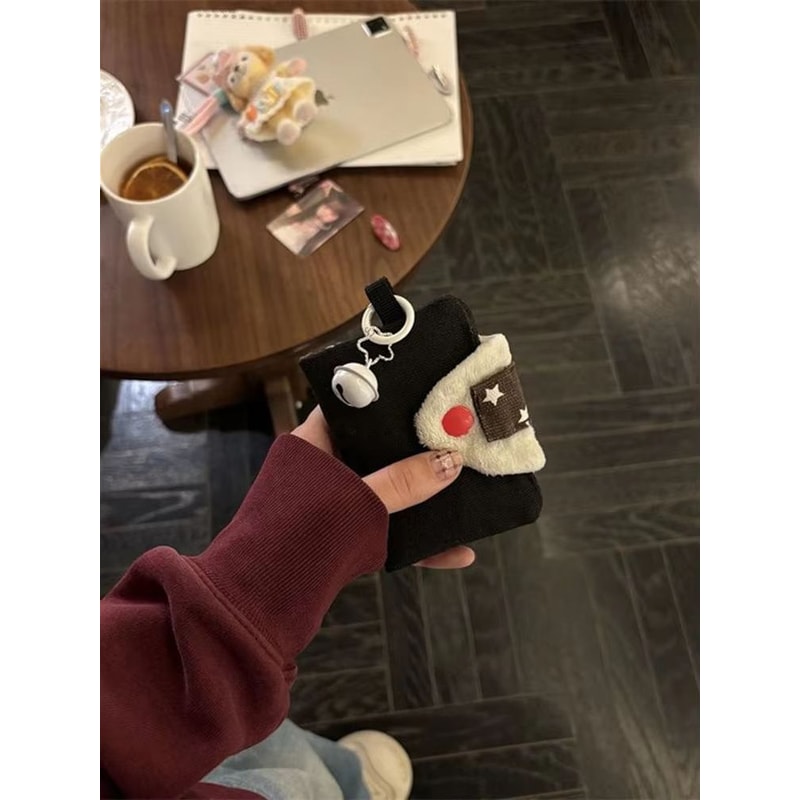 Cute Rice Ball Canvas Card Holder And Coin Purse Portable Small Bag For Money Cards And ID 2