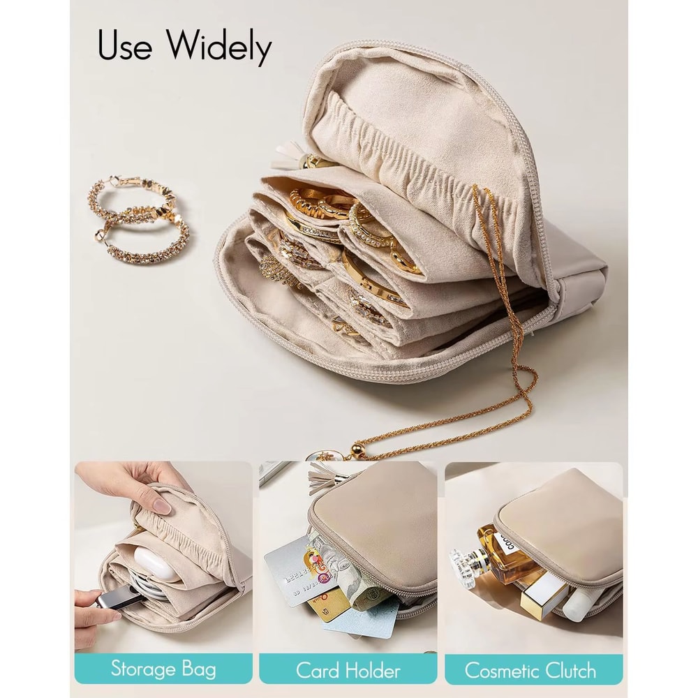 Tassel PU Leather Jewelry Packing Bag Large Capacity Organizer Case For Rings Necklaces And Travel 0