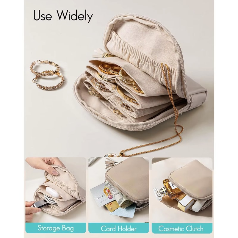 Tassel PU Leather Jewelry Packing Bag Large Capacity Organizer Case For Rings Necklaces And Travel 0