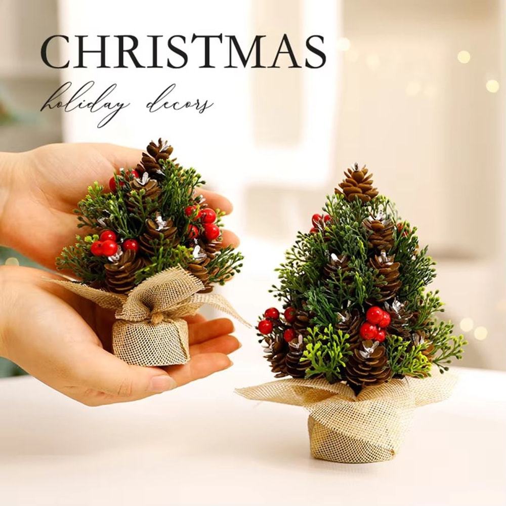 Mini Small Christmas Tree Tabletop Ornament Festive Desk Decoration For Holiday Decor 0
