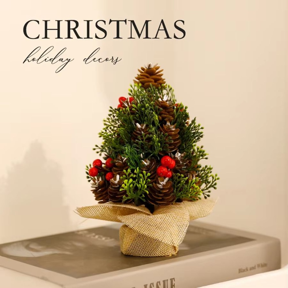 Mini Small Christmas Tree Tabletop Ornament Festive Desk Decoration For Holiday Decor 1