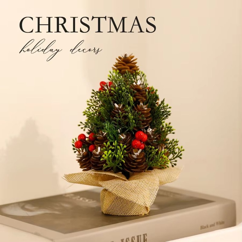 Mini Small Christmas Tree Tabletop Ornament Festive Desk Decoration For Holiday Decor 1