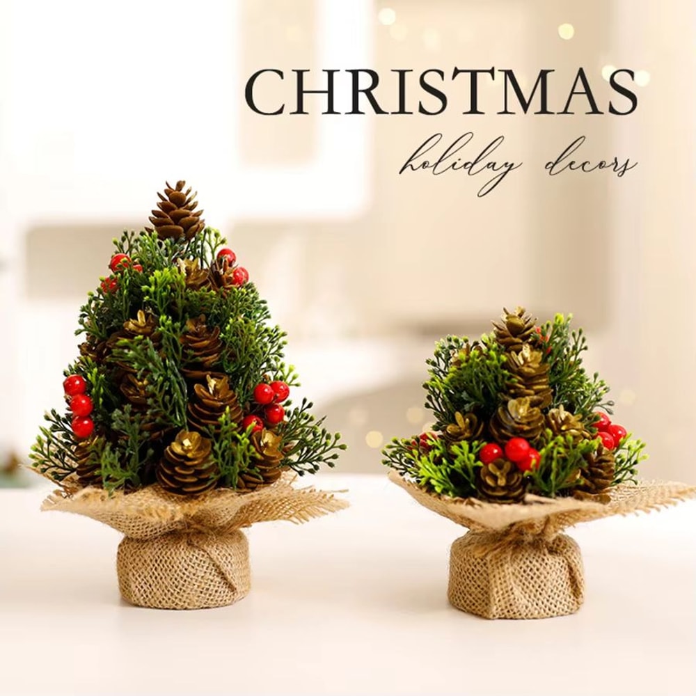 Mini Small Christmas Tree Tabletop Ornament Festive Desk Decoration For Holiday Decor 2