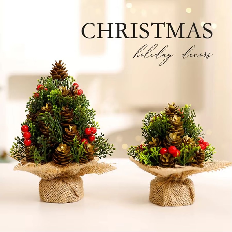 Mini Small Christmas Tree Tabletop Ornament Festive Desk Decoration For Holiday Decor 2