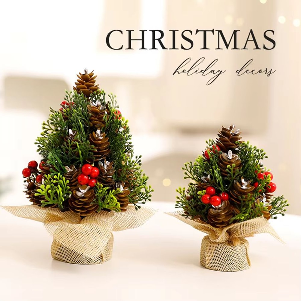 Mini Small Christmas Tree Tabletop Ornament Festive Desk Decoration For Holiday Decor 3