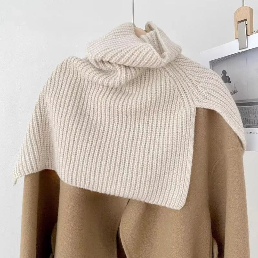 Knitted Winter Pullover Scarf Shawl Warm False Collar Turtleneck With Slit For Cozy Layering 1
