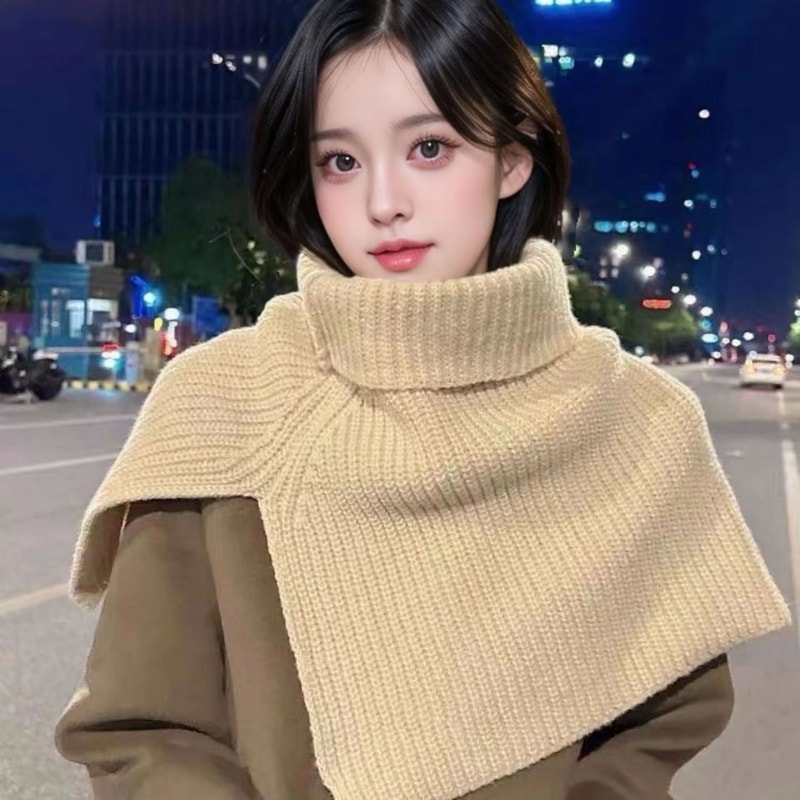 Knitted Winter Pullover Scarf Shawl Warm False Collar Turtleneck With Slit For Cozy Layering 5