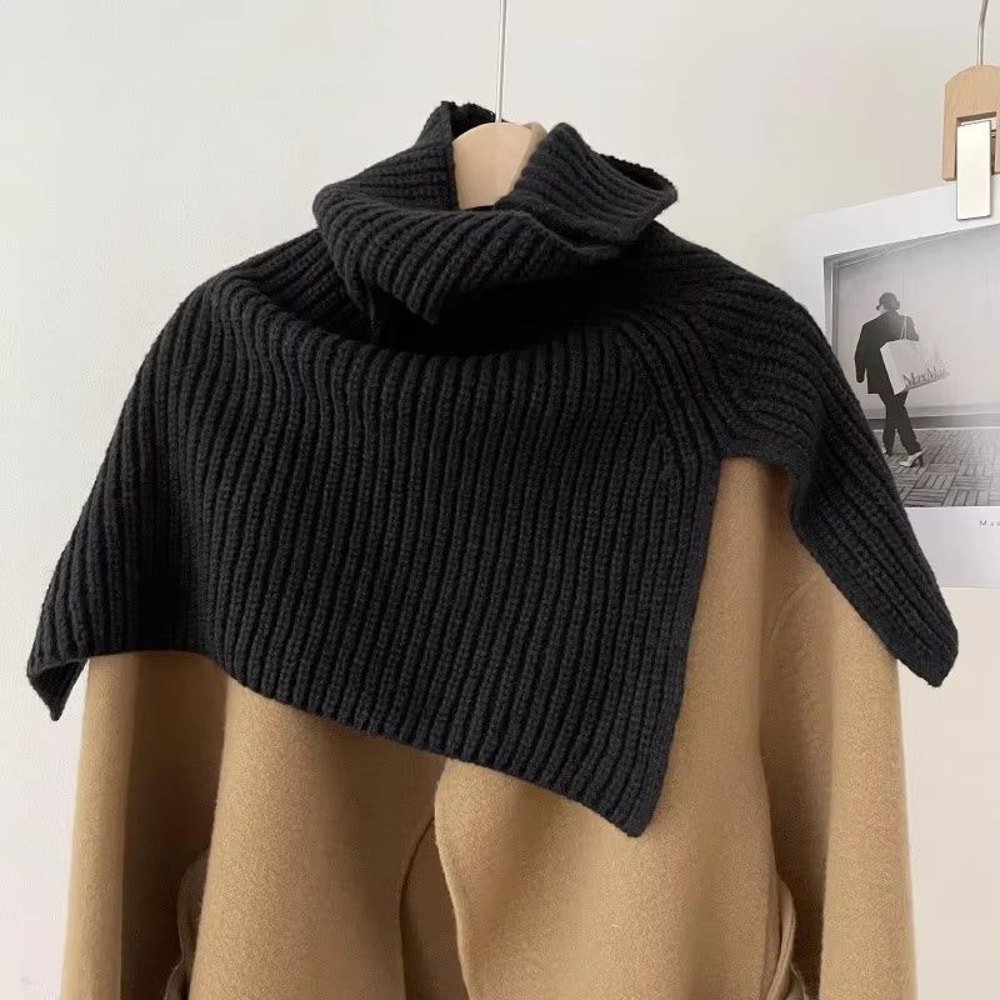 Knitted Winter Pullover Scarf Shawl Warm False Collar Turtleneck With Slit For Cozy Layering 6