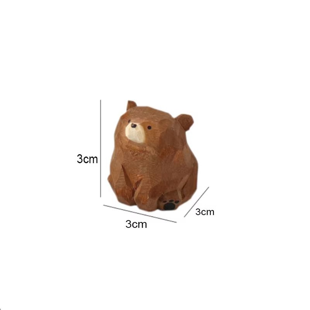 Cute Mini Wooden Bear Figurine HandCarved Solid Wood Polar Bear Ornament For Table Decor And Kids 5