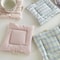 Korean Style HandMade Cotton Coaster Set Checked Pattern Insulation Pad Table Mat For Home And Kit 4