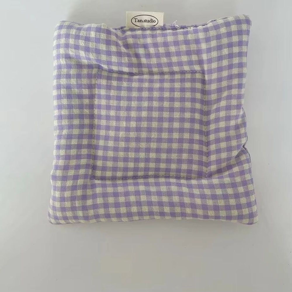 Korean Style HandMade Cotton Coaster Set Checked Pattern Insulation Pad Table Mat For Home And Kit 6