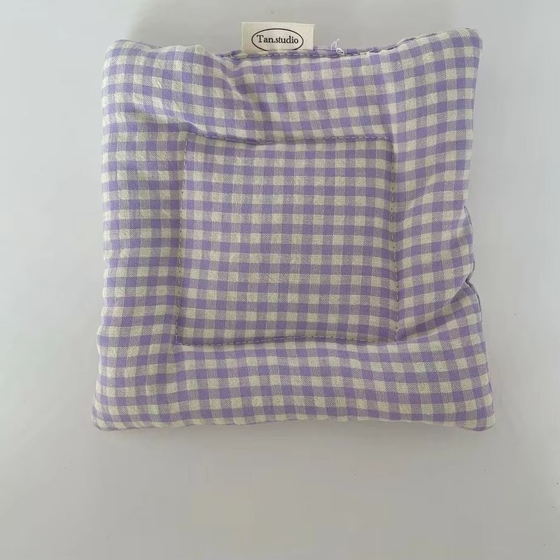 Korean Style HandMade Cotton Coaster Set Checked Pattern Insulation Pad Table Mat For Home And Kit 6