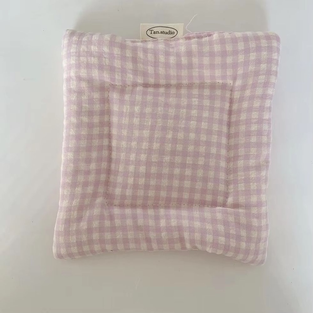 Korean Style HandMade Cotton Coaster Set Checked Pattern Insulation Pad Table Mat For Home And Kit 8