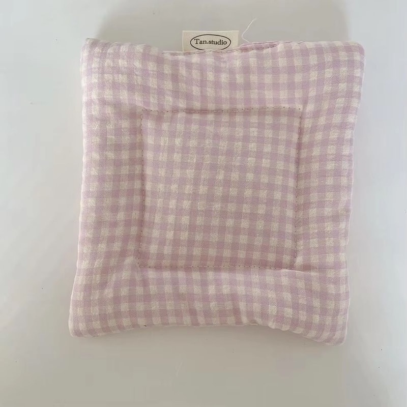 Korean Style HandMade Cotton Coaster Set Checked Pattern Insulation Pad Table Mat For Home And Kit 8