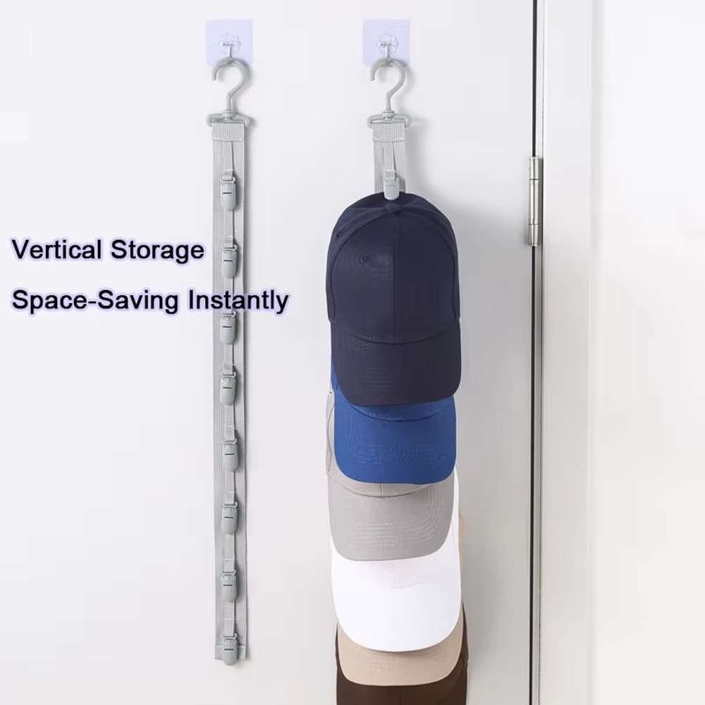 Hanging Rope Hat Rack With Storage Clips For Closet Bedroom 0