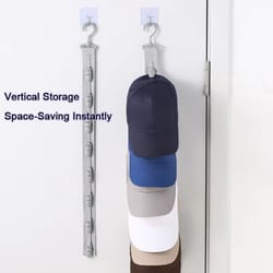 hanging rope hat rack with storage clips for closet & bedroom