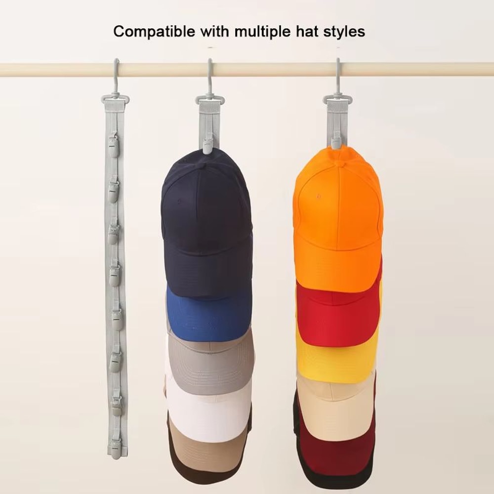 Hanging Rope Hat Rack With Storage Clips For Closet Bedroom 1