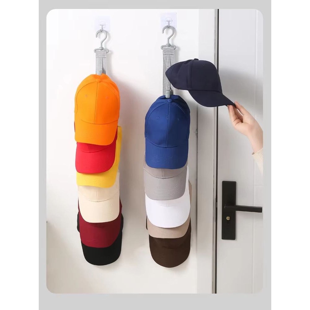 Hanging Rope Hat Rack With Storage Clips For Closet Bedroom 2