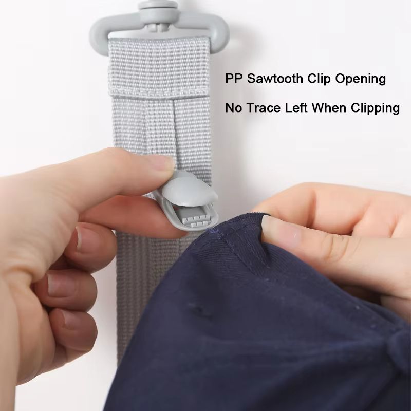 Hanging Rope Hat Rack With Storage Clips For Closet Bedroom 4